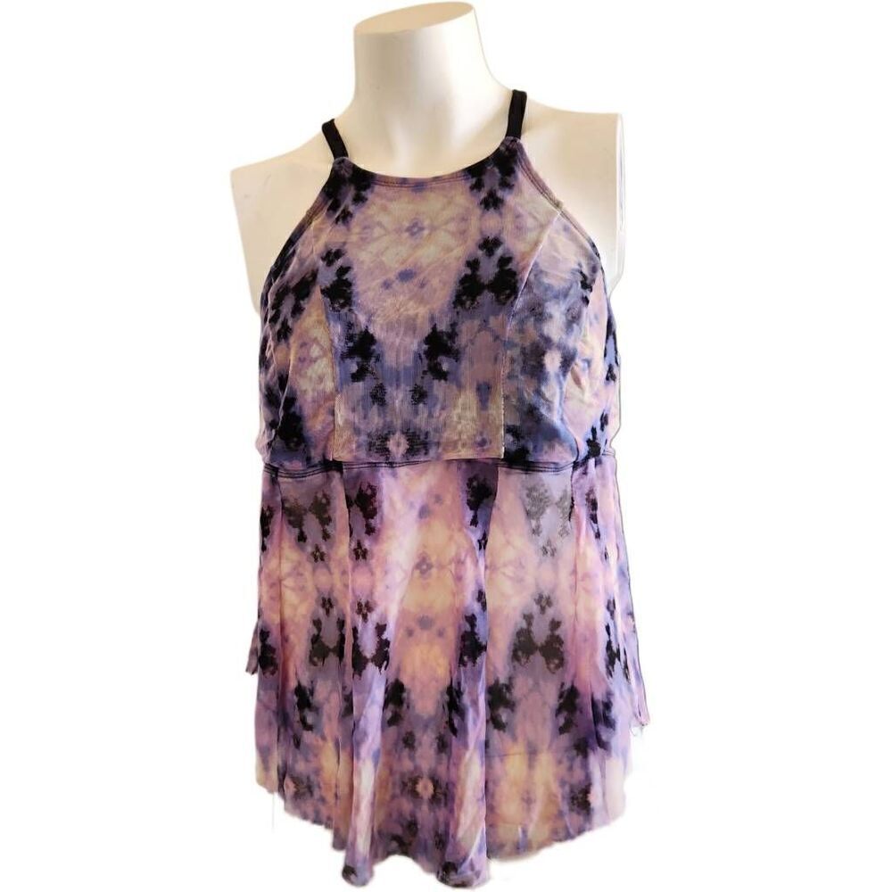 Ava & Viv purple swim cover up shirt padded plus size 14W